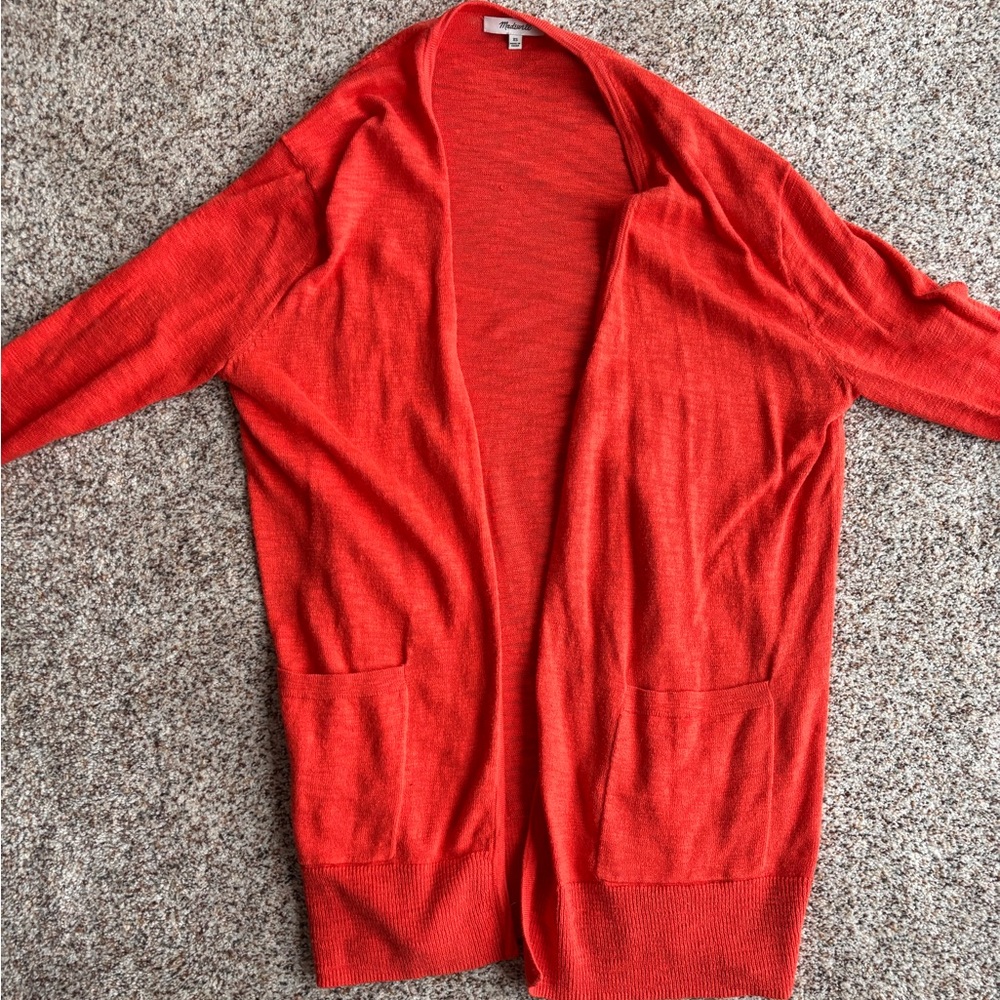 Madewell Vibrant Red Open Cardigan